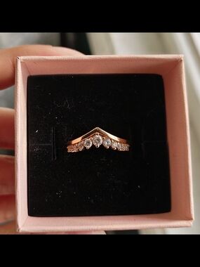 Pandora Rose Gold Wishbone Crystal Accent Ring